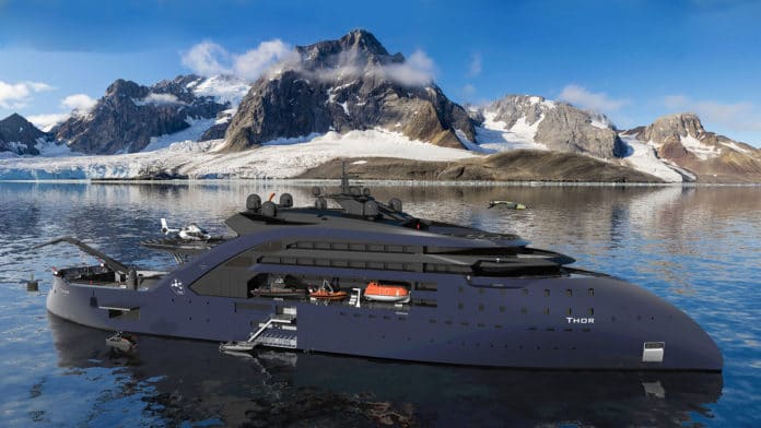 The illustration shows an ongoing research operation of 'Thor' 3R vessel.
