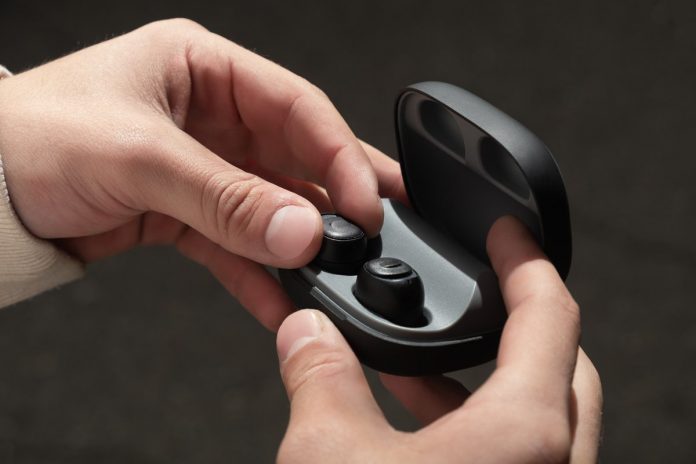 Earbuds in its case.